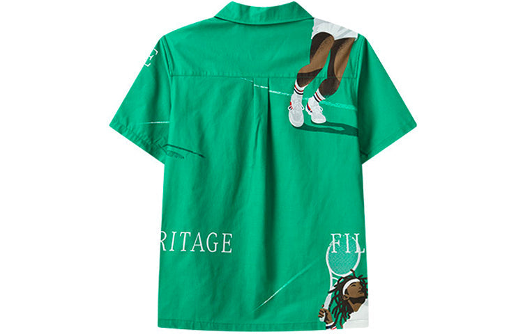 FILA Athletics Series Tennis Sports Beach Short Sleeve Shirt Green A11M123158F-LG