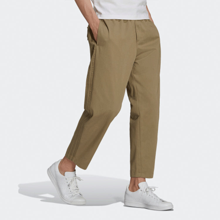 Men's adidas originals C Twill Pant Solid Color Side Stripe Sports Pants/Trousers/Joggers Khaki HG4866