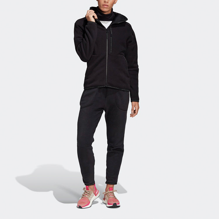 (WMNS) adidas Knitting Hooded Jacket Black DX7778