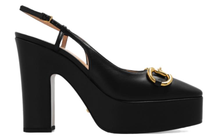 (WMNS) Gucci High heel pump with Horsebit 'Black Leather' 723837-BKO00-1000