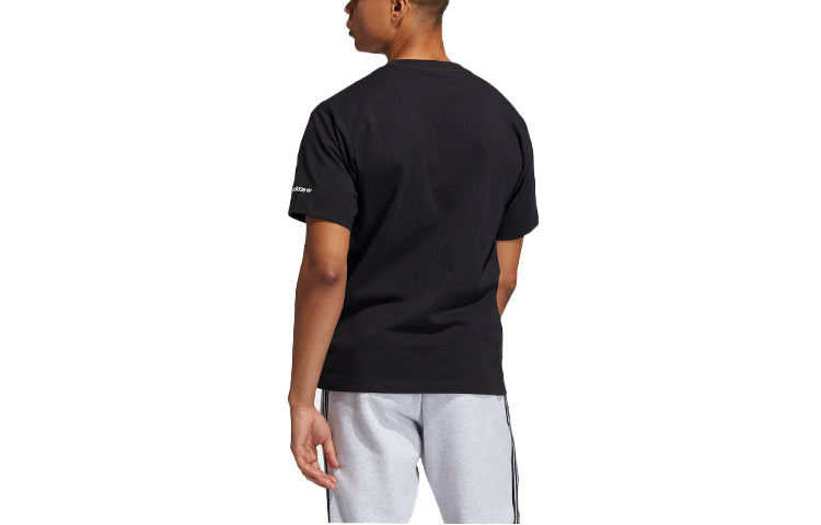 adidas originals Logo Alphabet Printing Round Neck Short Sleeve Black H16230