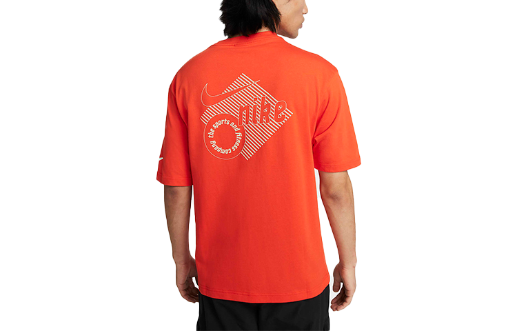 Men's Nike Logo Pattern Printing Round Neck Short Sleeve Orange T-Shirt DX3514-891