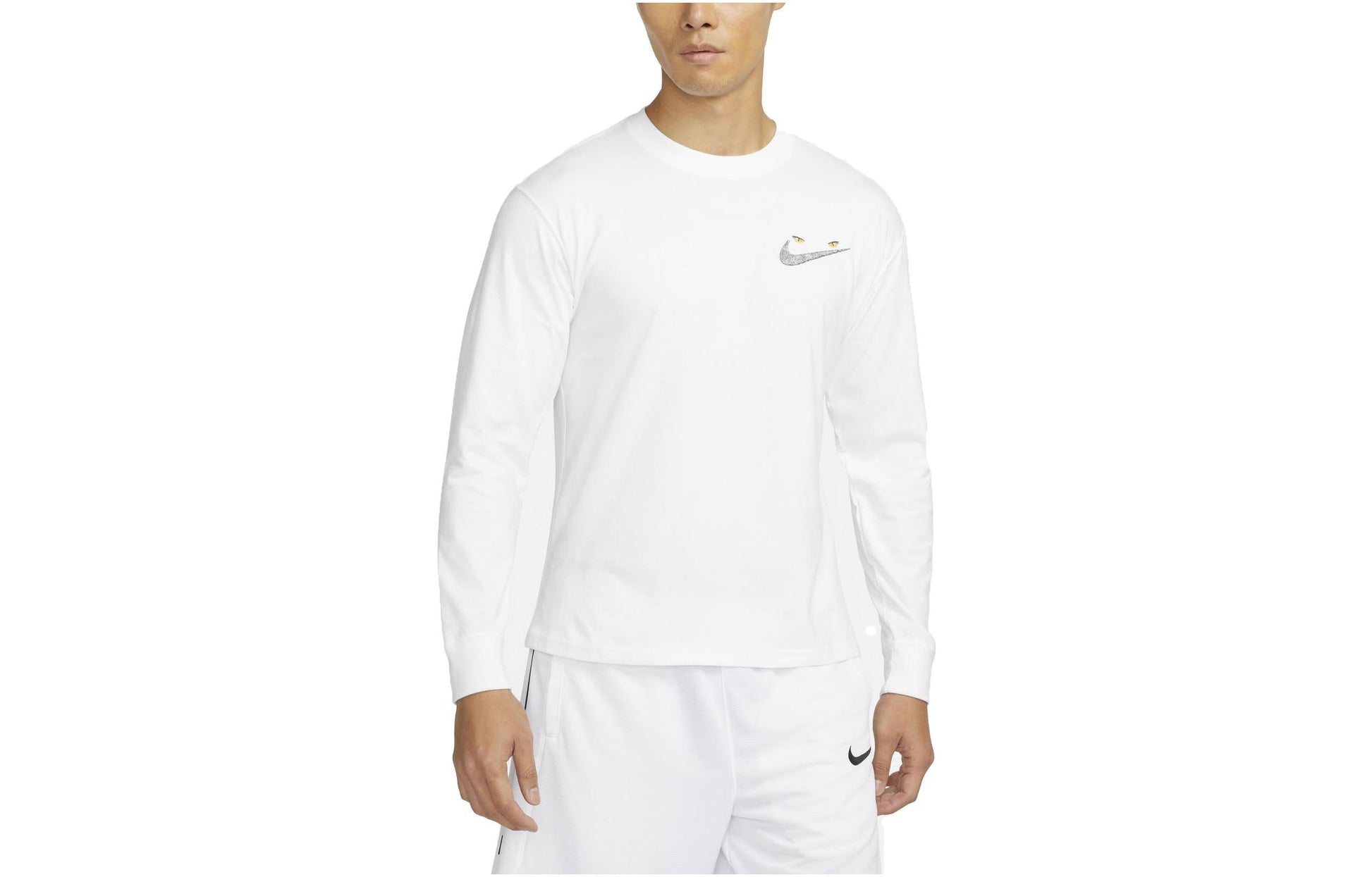 Men's Nike Back Lion Plant Pattern Printing Casual Round Neck Long Sleeves White T-Shirt DM2534-100