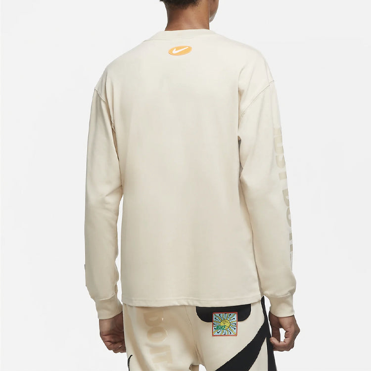 Nike Mock Element logo Printing Round Neck Long Sleeves Beige Creamy DC2721-140