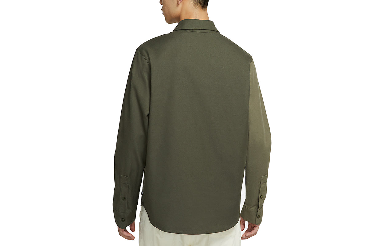 Nike SB Skateboard flannel Skateboard Splicing Long Sleeves Shirt Green Army green DA4168-325