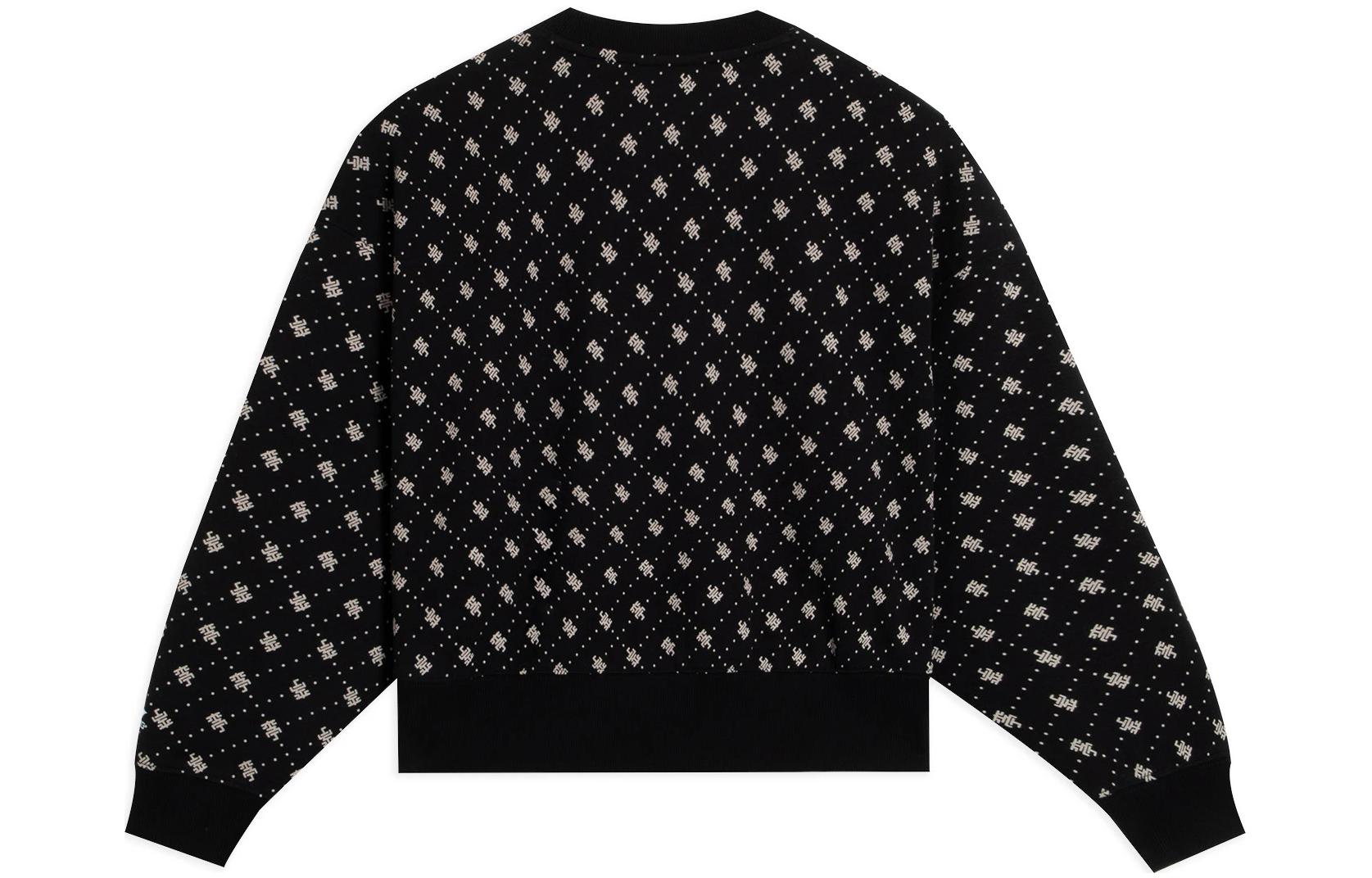 (WMNS) Li-Ning All-Over Print Sweatshirt 'Black' AWDS632-5