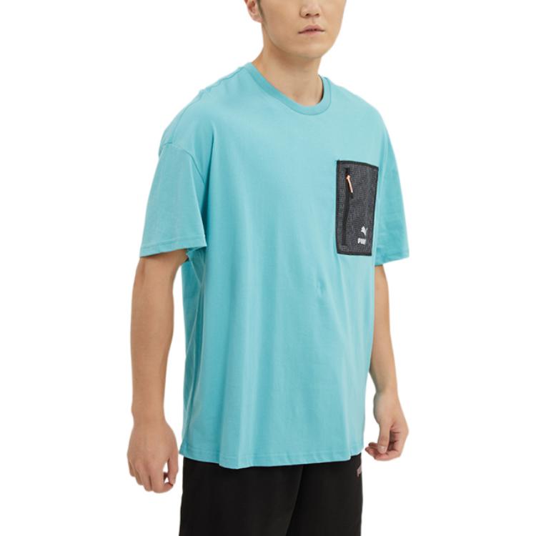 PUMA Logo Zip Pocket Tee 'Blue' 535418-61