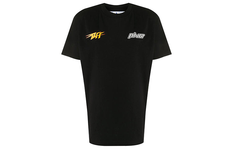 Off-White FW20 Flash Logo Applique Short-sleeve Tee Men's Black OMAA027E20JER0151018