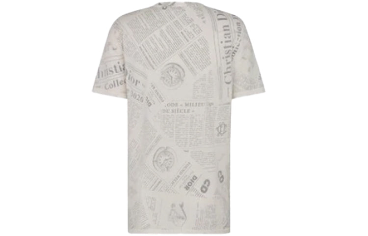 DIOR And Daniel Arsham Newspaper Print Short Sleeve For Men Beige 023J600C0589-C089