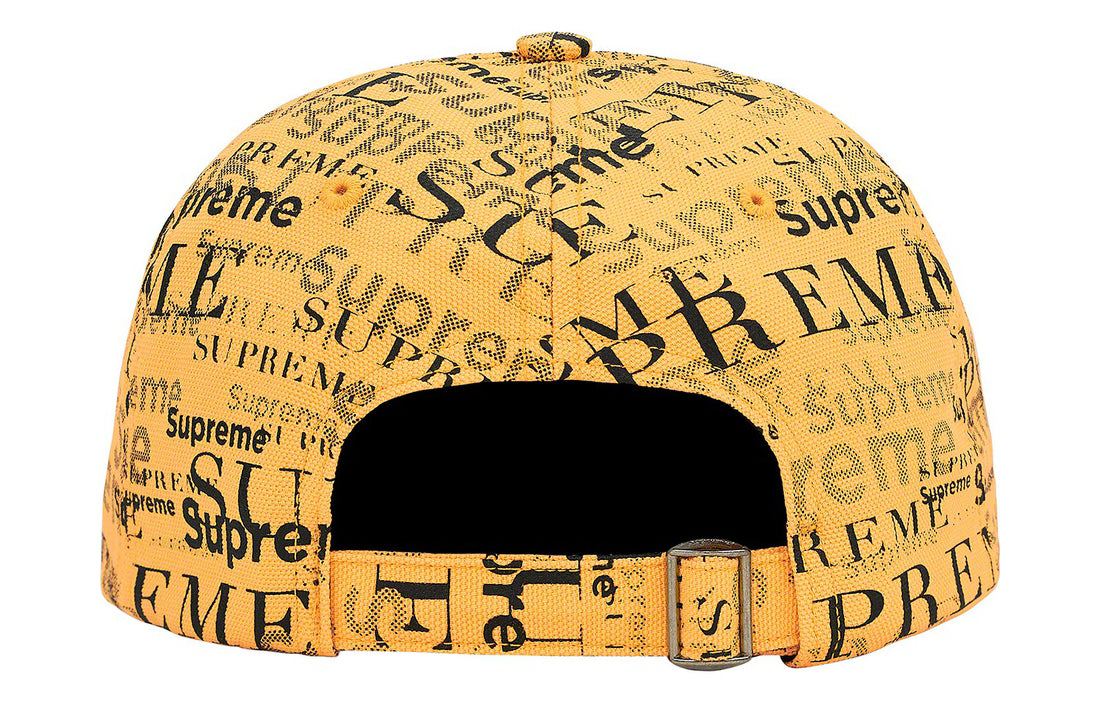 Supreme Logo Pattern 6-Panel Cap 'Yellow Black' SUP-FW20-120