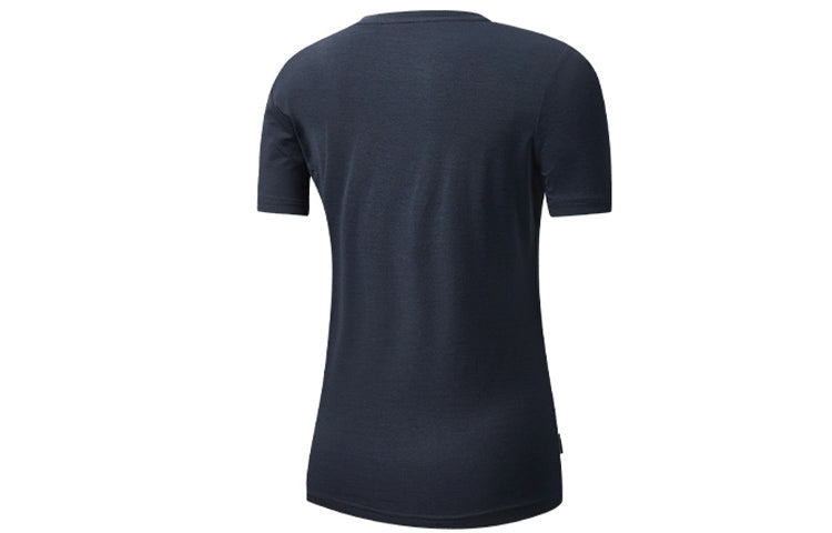 (WMNS) FILA Alphabet Logo Printing Sports Quick Dry Breathable Short Sleeve Navy Blue A11W021117F-NV