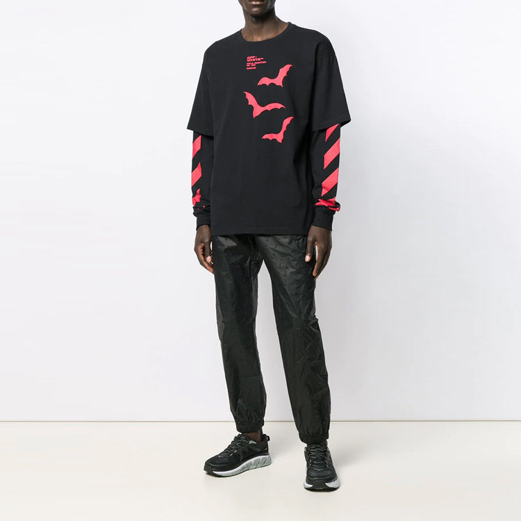 Men's Off-White SS21 Elastic Waistband Solid Color Sports Pants/Trousers/Joggers Loose Fit Black OMCA096E19E140021000