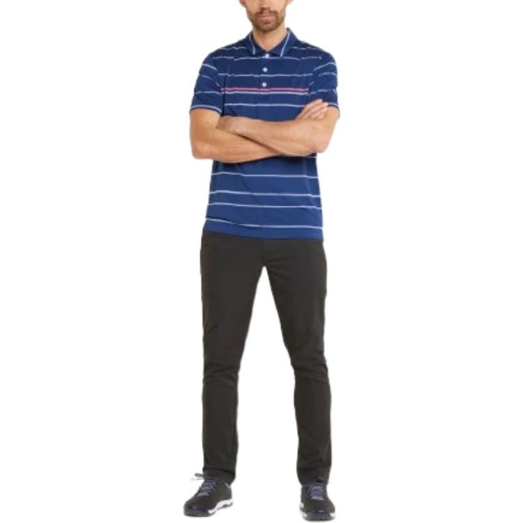 PUMA Mattr Striper Golf Polo Shirt 'Blue' 532976-10