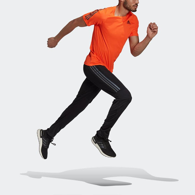 Men's adidas Logo Printing Round Neck Short Sleeve Orange T-Shirt HJ7228