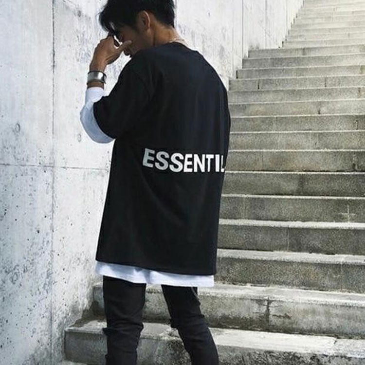 Fear of God Essentials Boxy Graphic Tee Black Logo Tee FOG-SS20-001