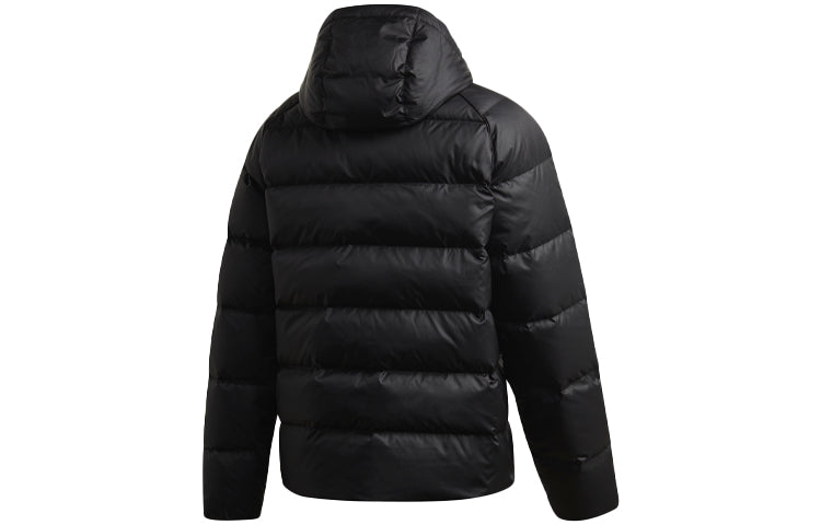adidas originals Jacket Down Det Logo Zipper hooded down Jacket Black FI8196