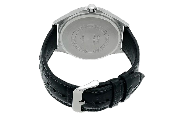 Men's CASIO Dress Quartz Movement Stainless Steel Case Black Dial 50m Waterproof 43mm Watch Analog Mens MTP-E108L-1AVDF