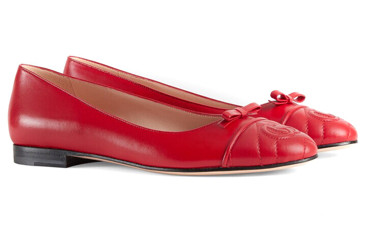 (WMNS) Gucci Ballet Flat With Double G Leather 'Red' 680878-BKO60-6549