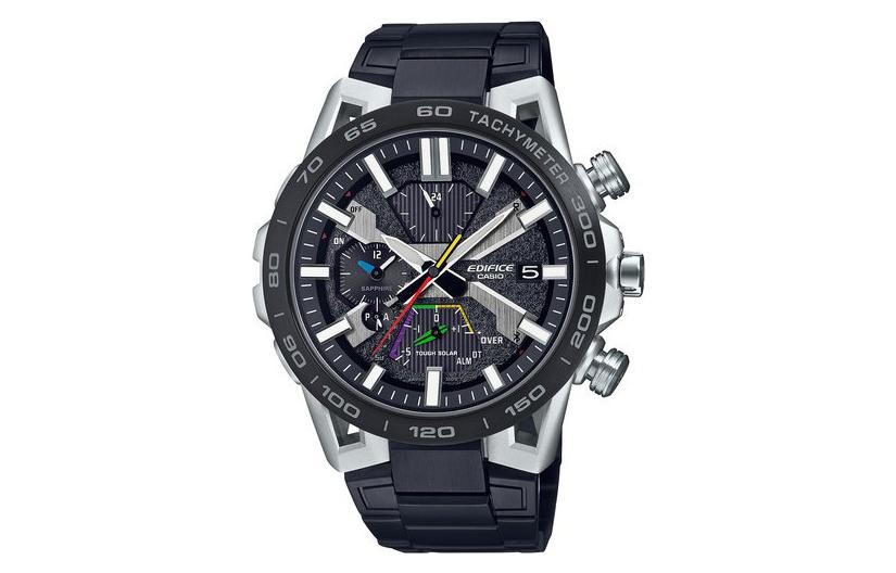 Men's CASIO EDIFICE Fashion Waterproof Quartz Movement Stainless Steel Strap Watch 55.6*47.8*10.8mm Black Mens EQB-2000YDC-1AJF