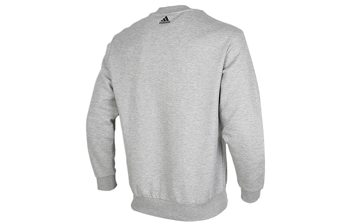 adidas M Pocket Crew Side Round Neck Solid Color Sports Pullover Gray FR7182
