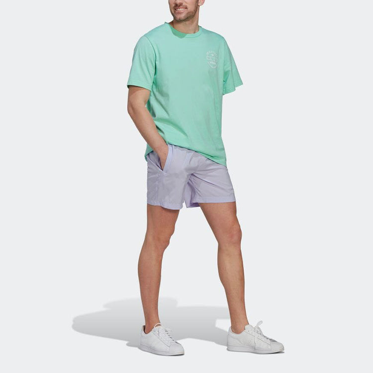 Men's adidas originals Solid Color Alphabet Printing Straight Shorts Japanese Version Purple HR7905