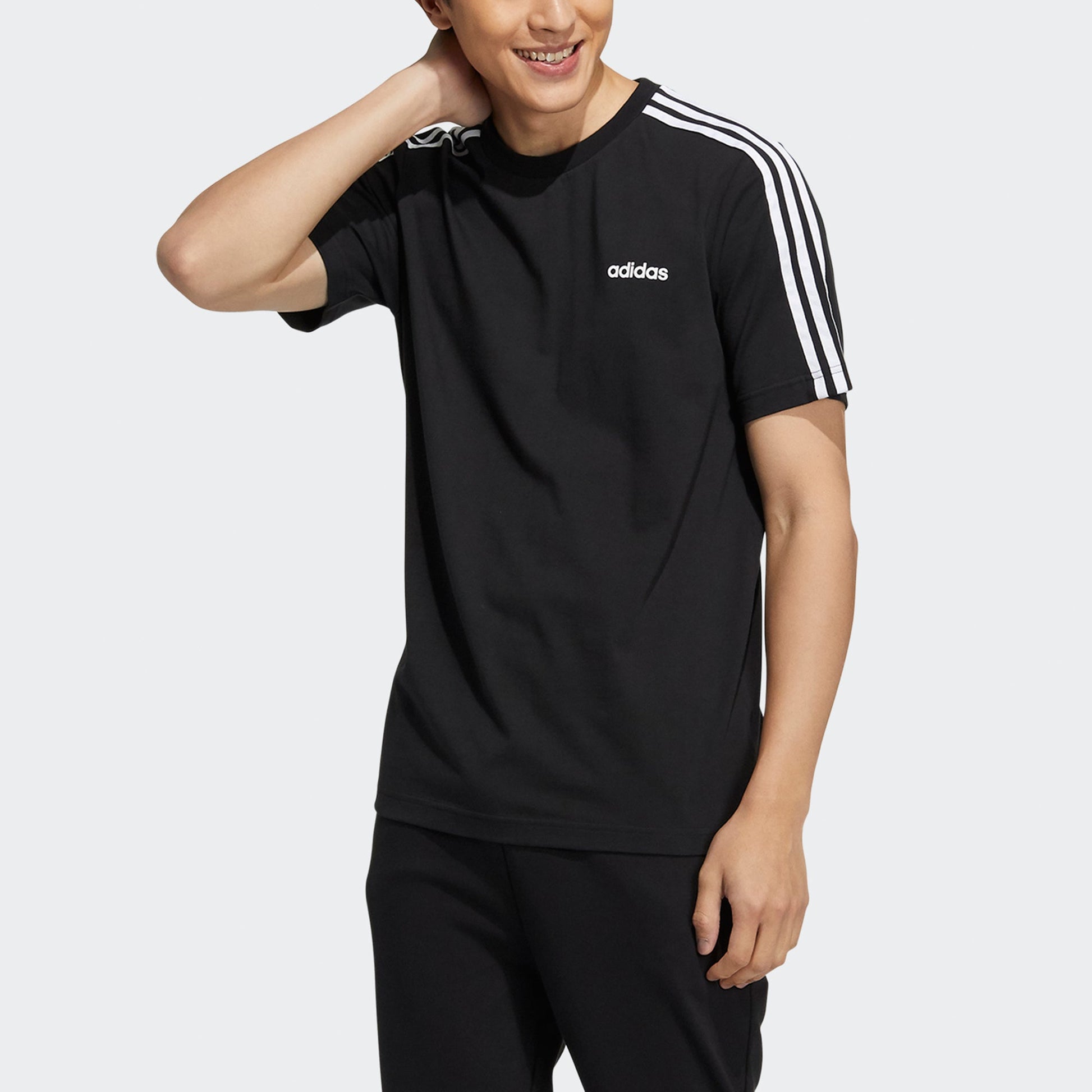 adidas neo M Ce 3s Tee Stripe Sports Round Neck Short Sleeve Black HA2255