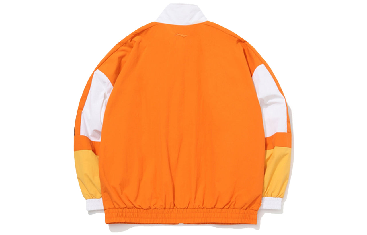 Li-Ning CF Series x Dunhuang Museum Crossover Colorblock Stand Collar Loose Jacket Couple Style 'Orange' AJDQ448-1