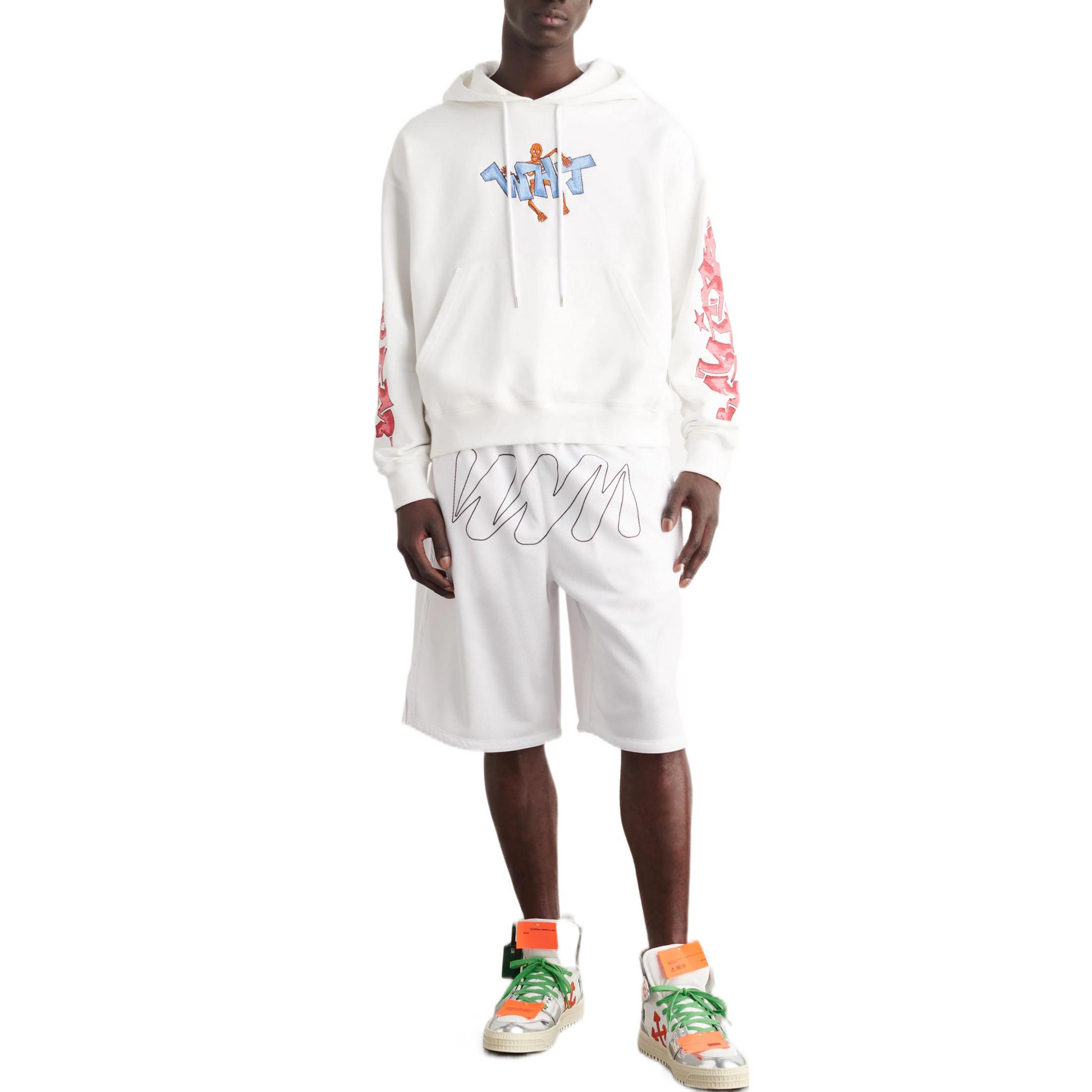 Men's Off-White FW22 Graffiti Loose Hooded Long Sleeves White OW13