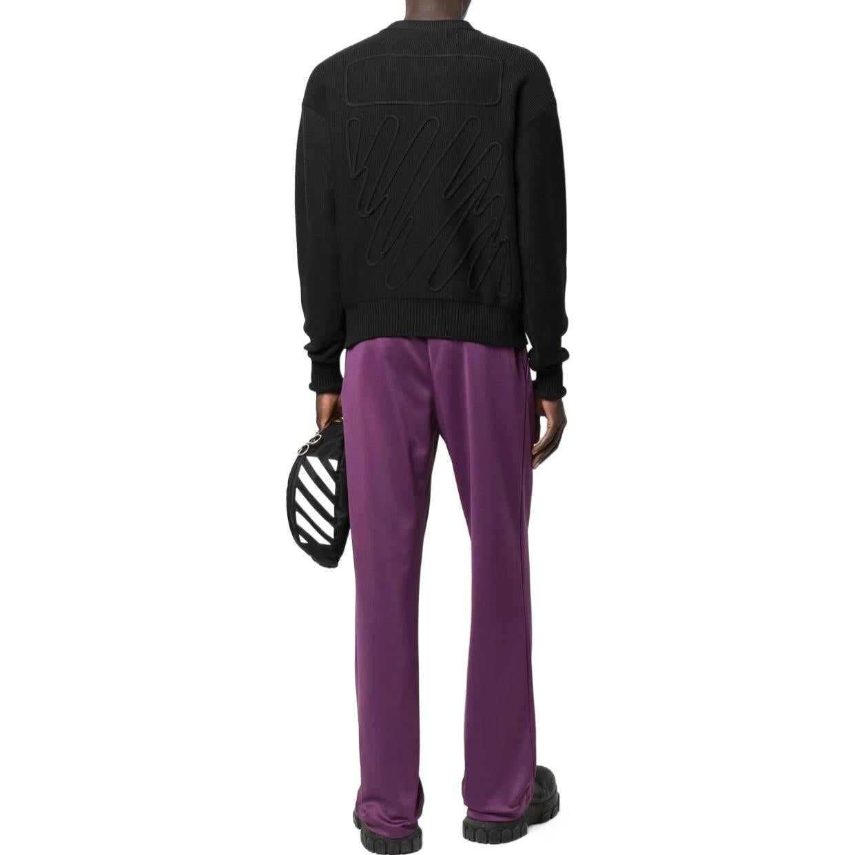 Off-White Wave Crew Neck Jumper 'Black' OMHE107S22KNI0021010