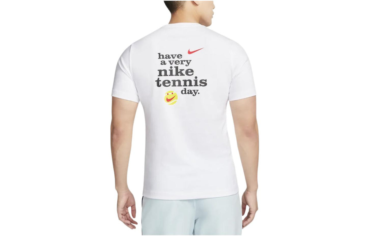 Men's Nike Solid Color Smiling Face Logo Alphabet Printing Short Sleeve White T-Shirt DR7726-100