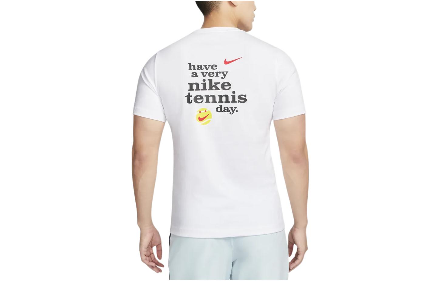 Men's Nike Solid Color Smiling Face Logo Alphabet Printing Short Sleeve White T-Shirt DR7726-100