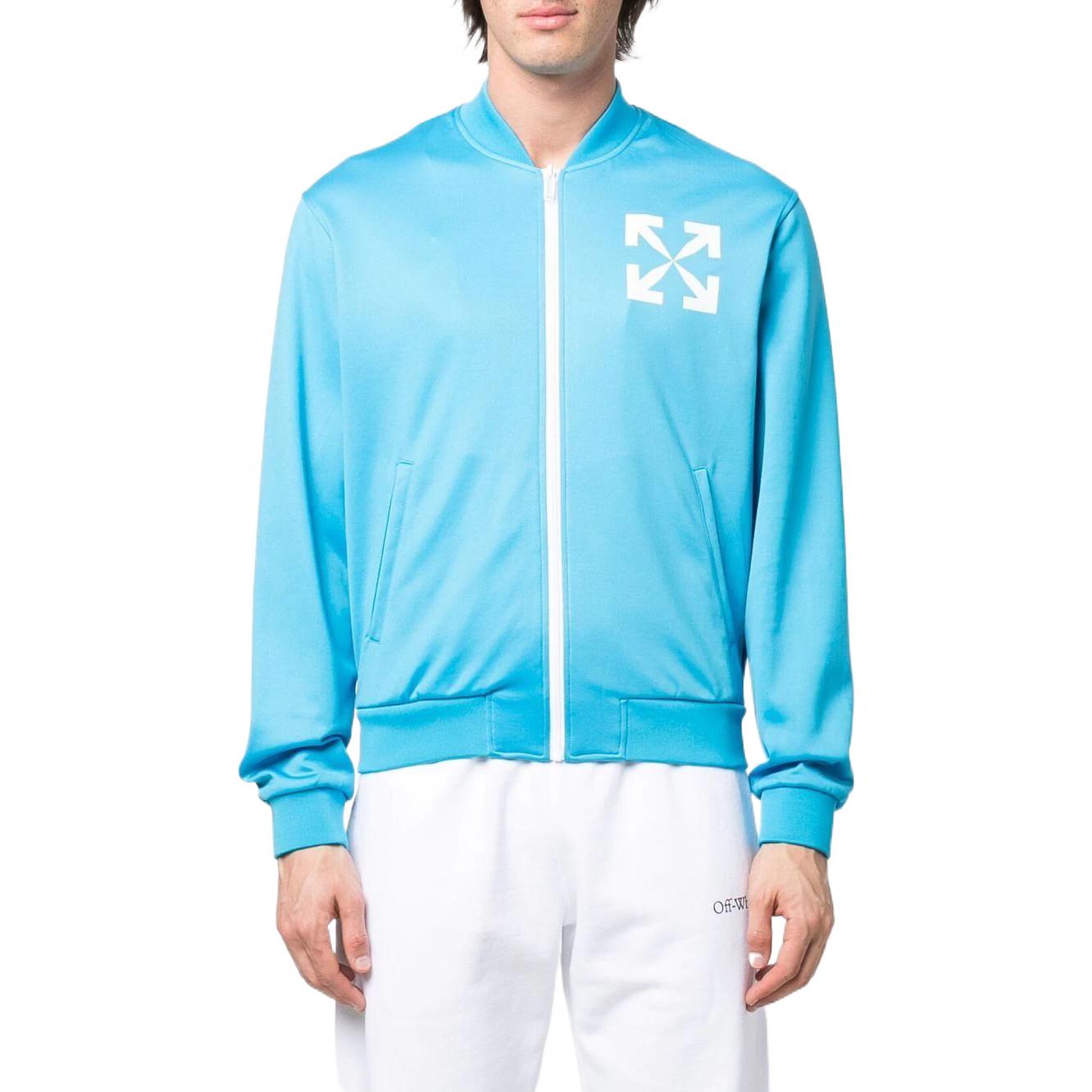 Off-White SS22 Logo Printing Solid Color Zipper Jacket Blue OMBD037S22FAB0024301