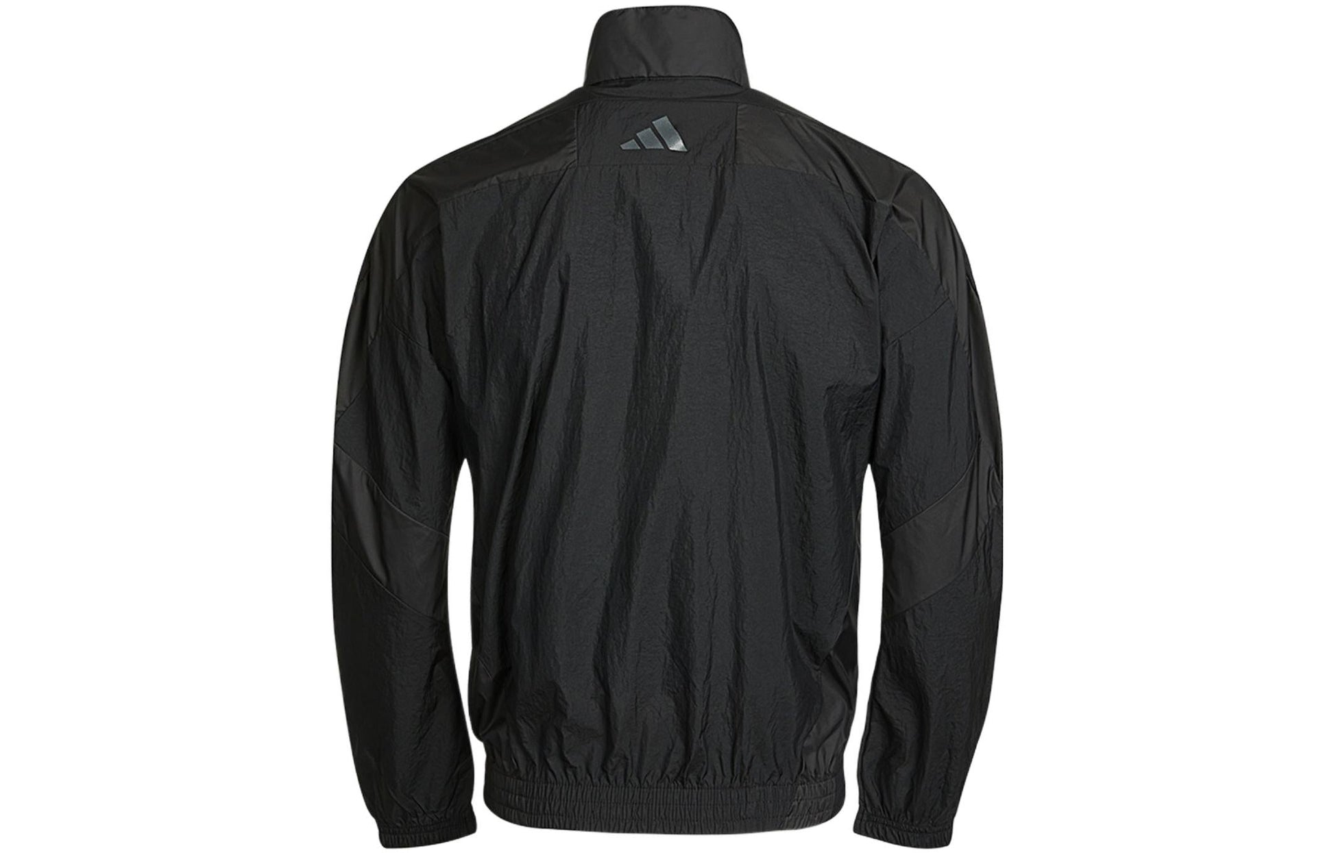 Men's adidas Logo Printing Solid Color Stand Collar Jacket Autumn Black GQ1186