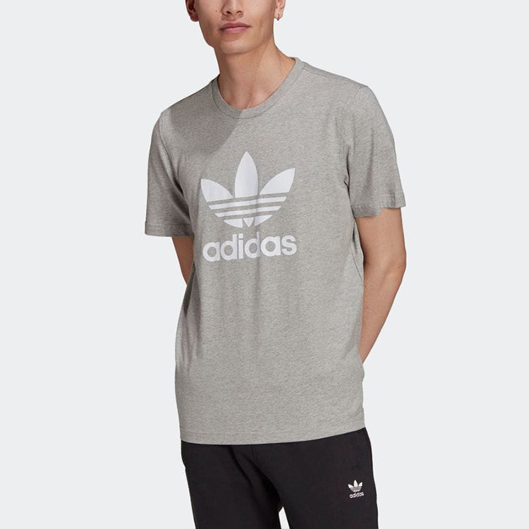Men's adidas originals Logo Alphabet Printing Round Neck Short Sleeve Japanese Version Gray T-Shirt H06643