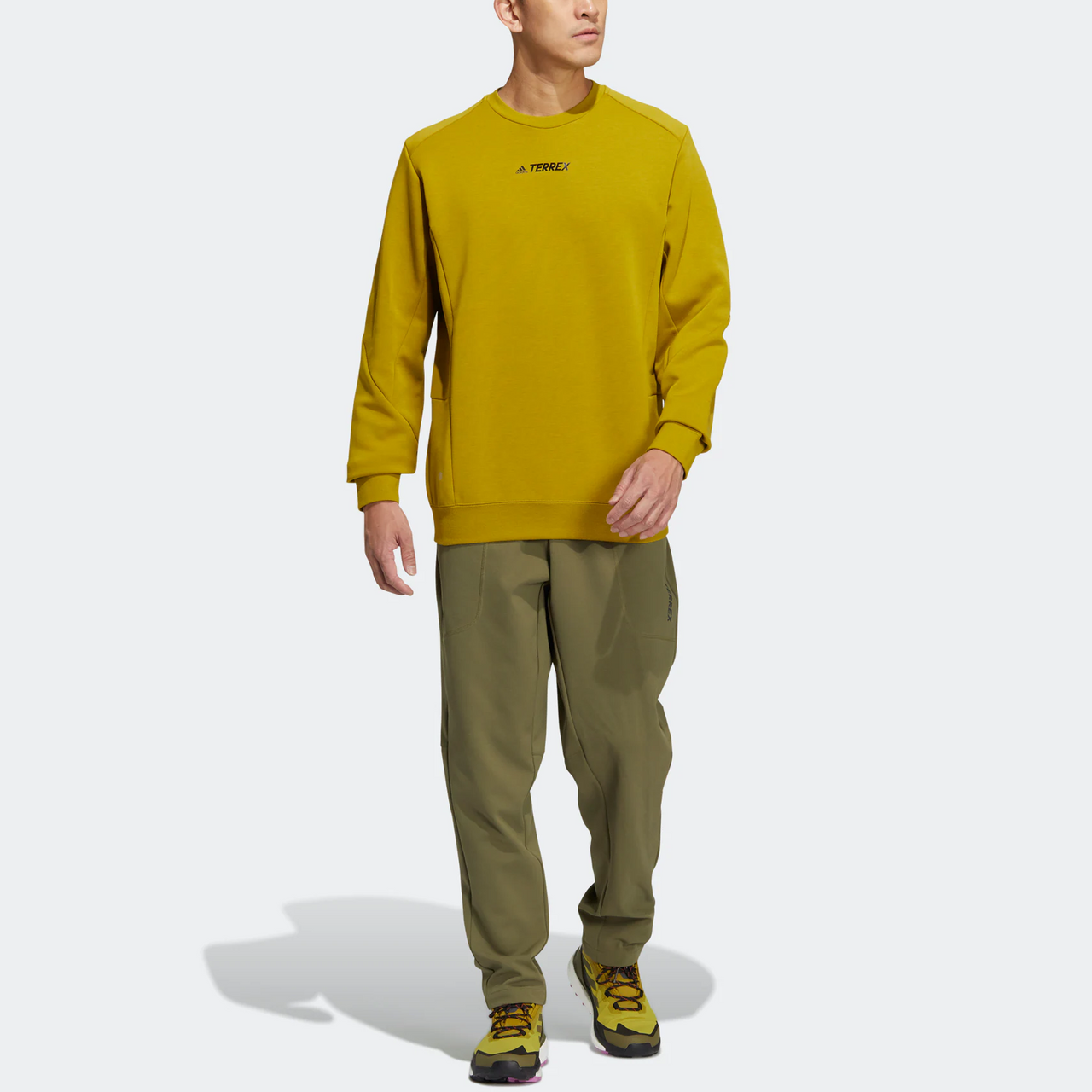 adidas Tx Logo Crew Sw Back Printing Round Neck Pullover Long Sleeves Yellow HN2034