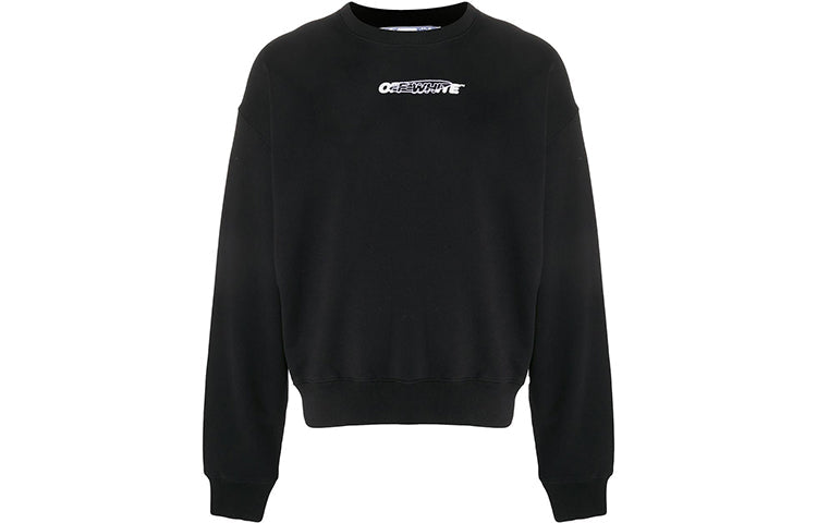 Off-White FW20 Hand Painted Graffiti Printing Pullover Men Black OMBA035E20FLE0011001