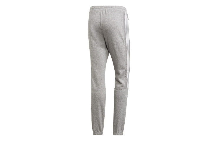 adidas originals Solid Color Elastic Waistband Bundle Feet Casual Sports Pants Gray ED4691