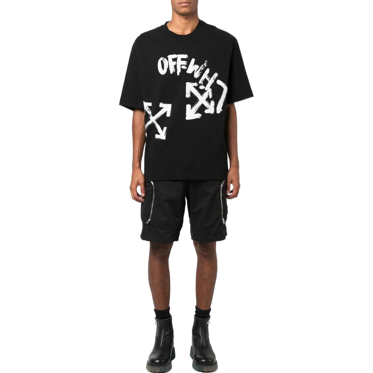 Off-White Paint Script Oversized Skate T-Shirt 'Black' OMAA120F22JER0041001