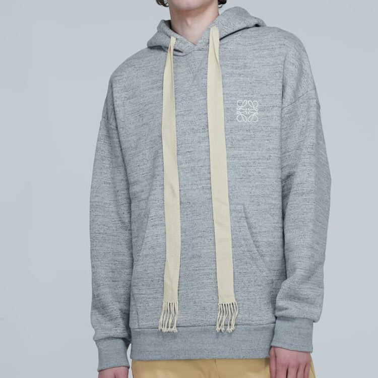 Men's LOEWE Anagram Embroidered hooded Long Sleeves Gray H6109701SI