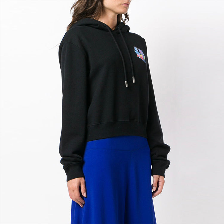 (WMNS) Off-White Microenvironment Crop Hoody Black OWBB016E180030421088