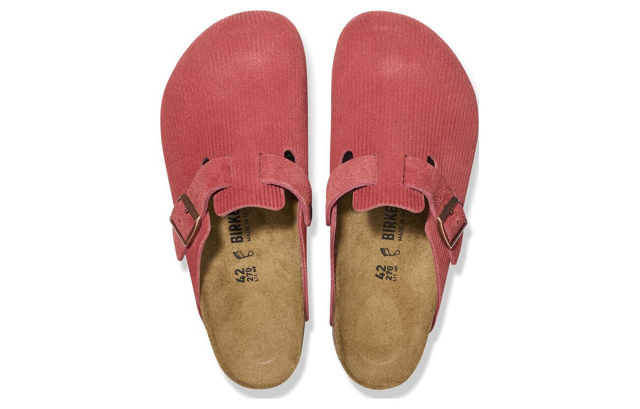 (WMNS) Birkenstock Boston Suede Embossed Narrow Fit 'Sienna Red' 1026167