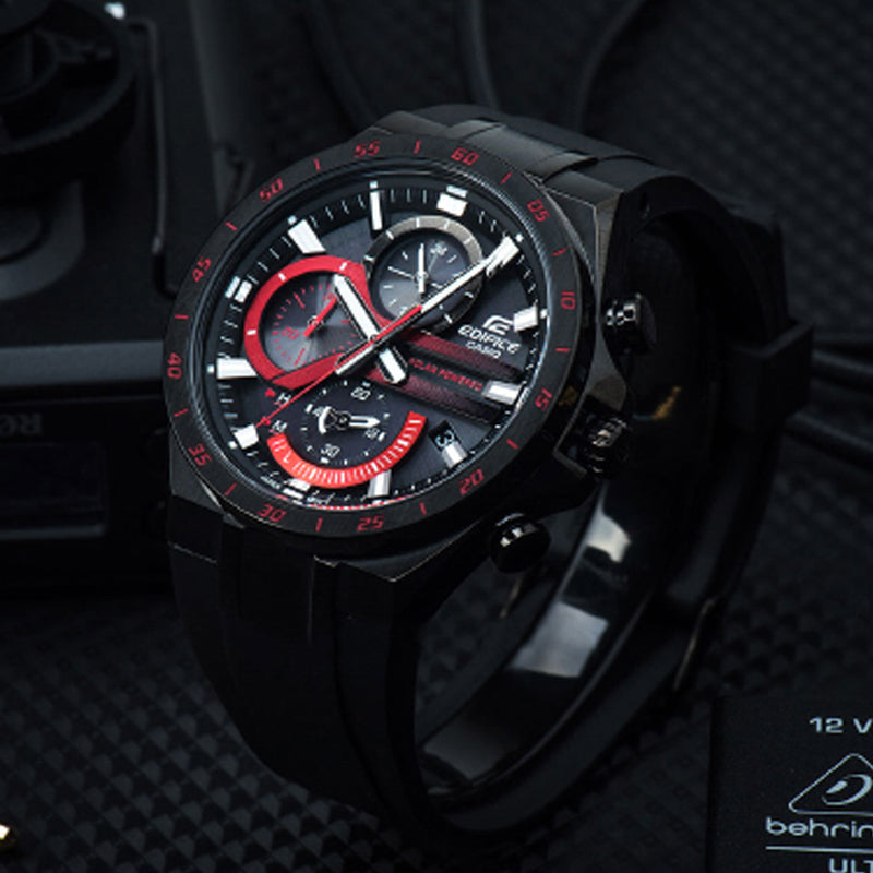 CASIO EDIFICE Solar Powered Mens BlackRed Analog EQS-920PB-1A