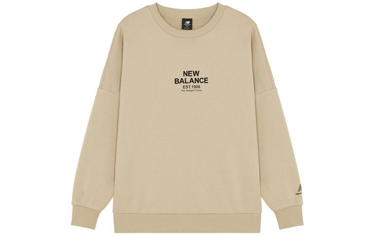 New Balance 3D Logo Printing Round Neck Sports Khaki AMT14318-BEI