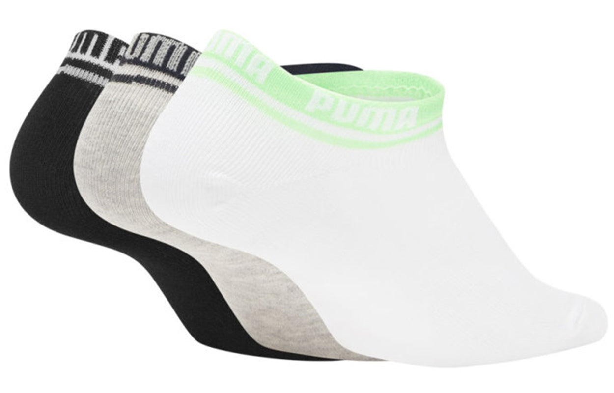 PUMA Low-Cut Socks 3 Pack 'White Black Green Grey' 907777-03