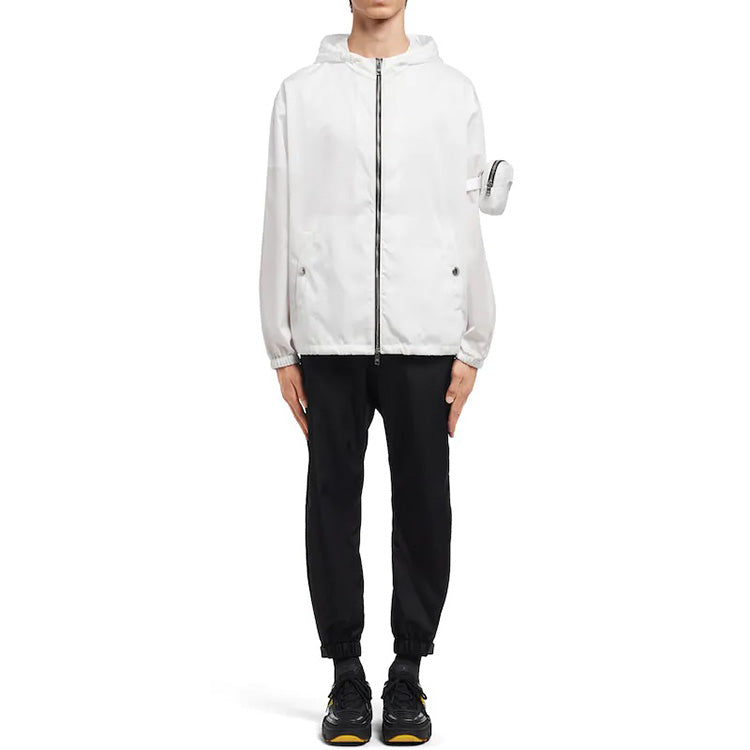 Men's PRADA Solid Color Nylon Hooded Jacket White SGB740-1WQ8-F0009-S-202