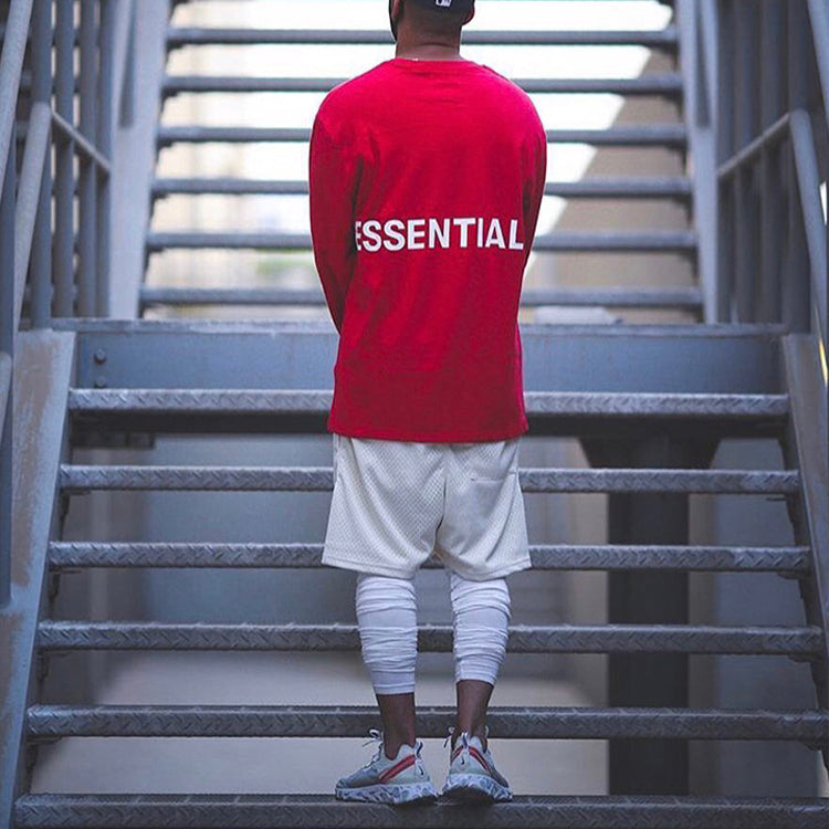 Fear of God Essentials Boxy Graphic Long Sleeve Red Tee FOGYHCX-RE-01