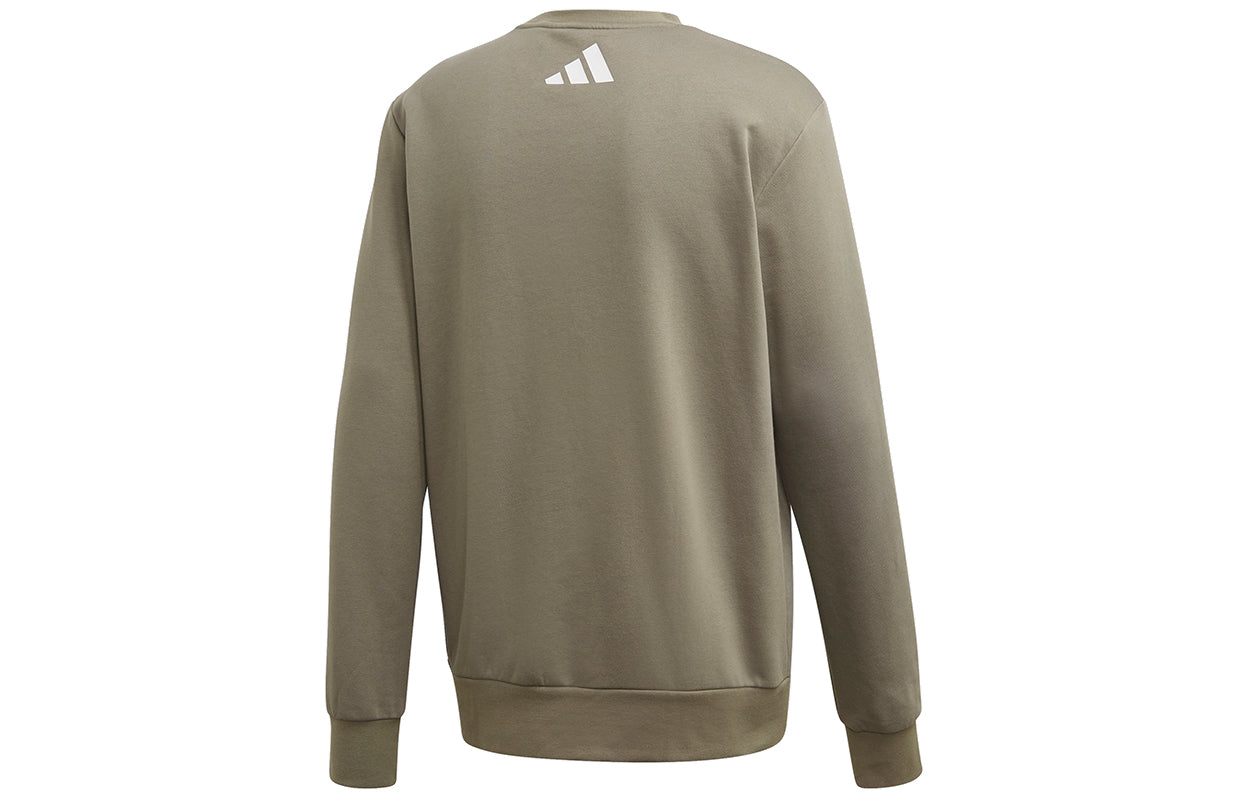 adidas M Pack Crew Alphabet Pattern Printing Sports Round Neck Pullover Green FL3889