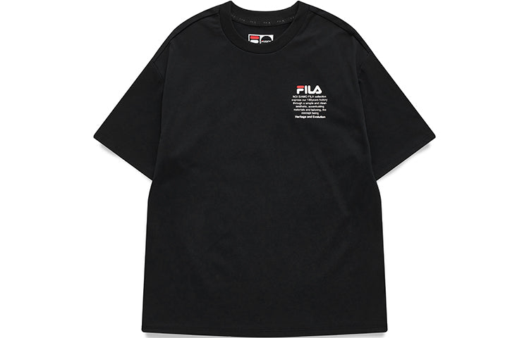 FILA FUSION Back Graffiti Printing Loose Sports Short Sleeve Black T11W121103F-BK
