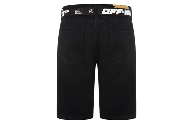 Off-White FW21 Alphabet Belt Design Casual Shorts Version Black OMYC005S21DEN0011001-1