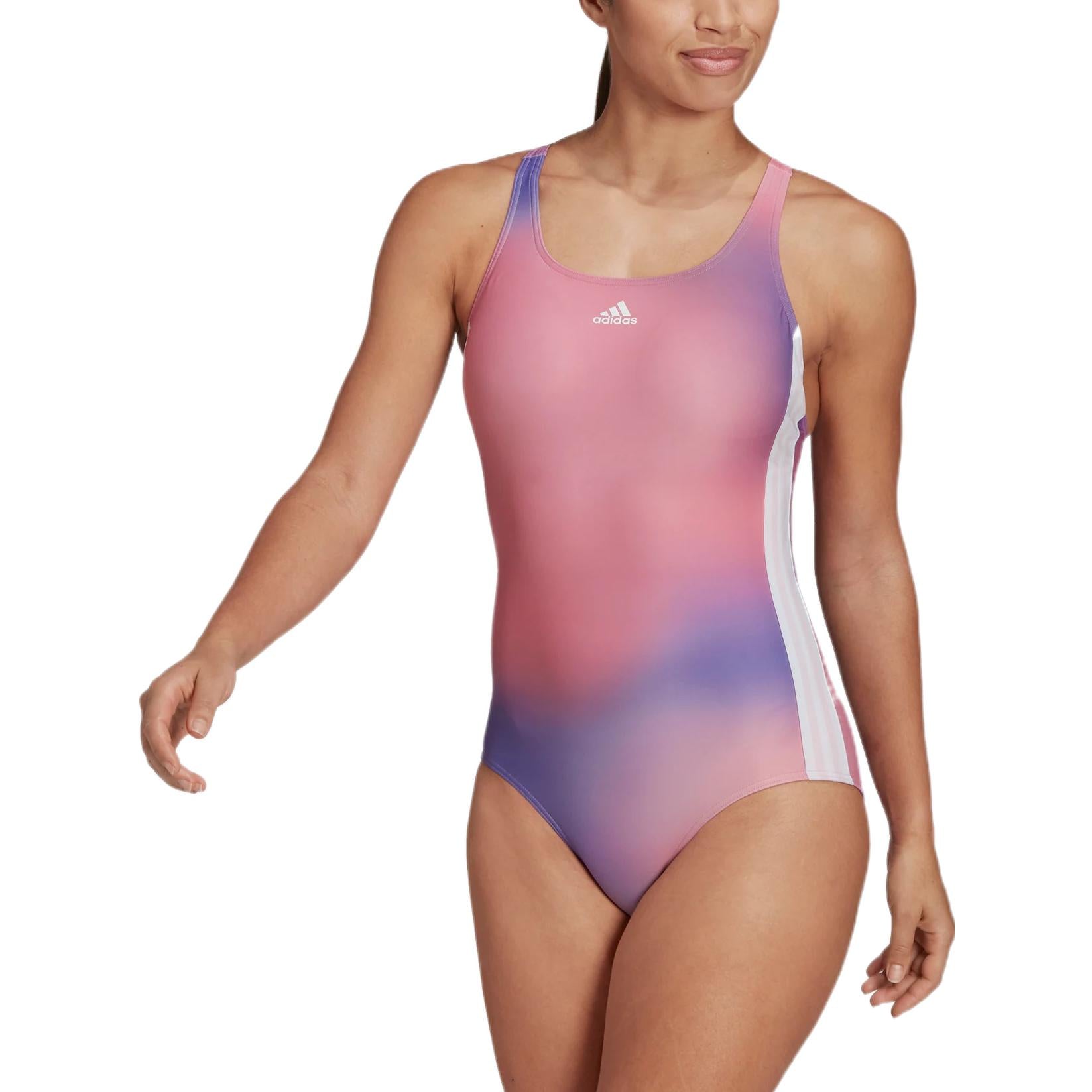 (WMNS) adidas Melbourne Padded 3-Stripes Swimsuit Asia Sizing 'Pink Purple' H54152